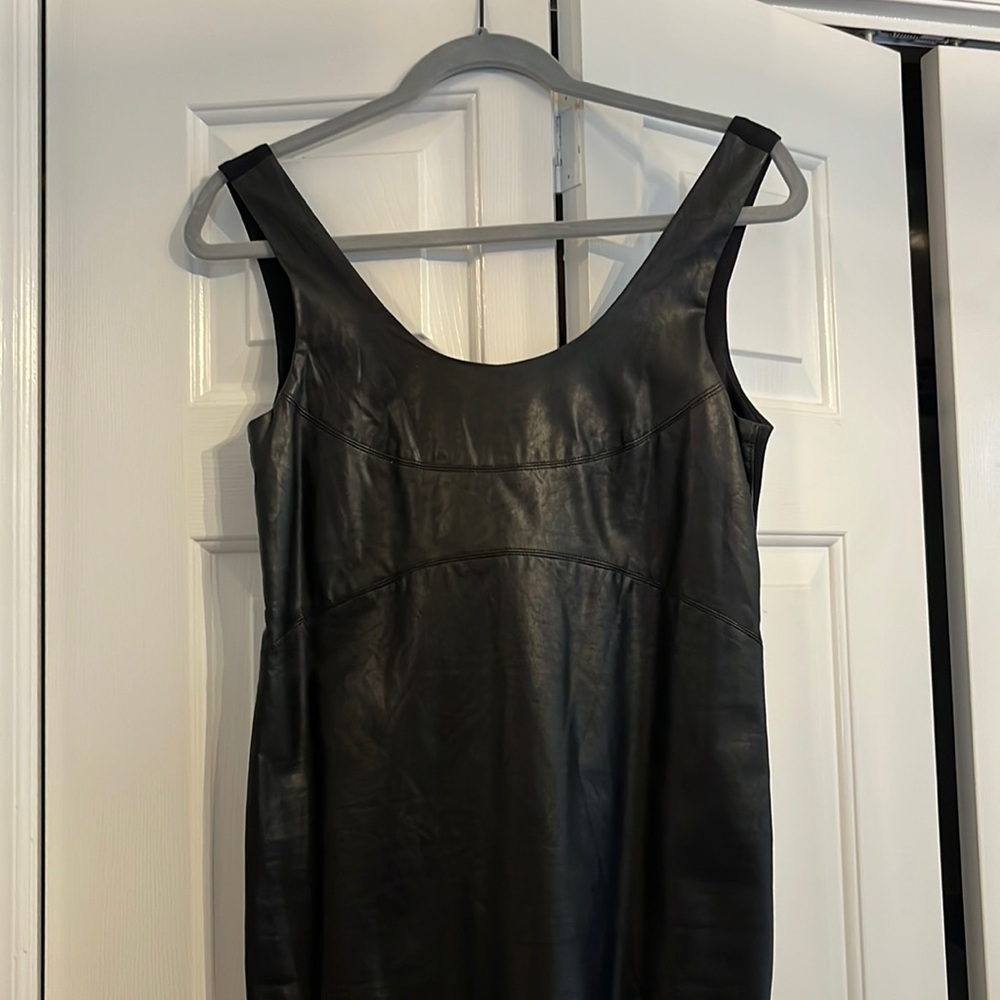 Black, leather like mini dress